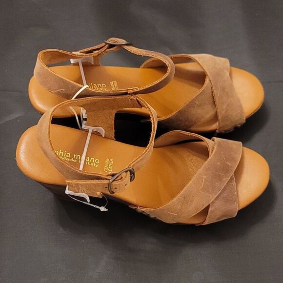 BRAND NEW SOPHIA MILANO GENUINE DISTRESS LEATHER ESPADRILLE SANDAL - Picture 4 of 14